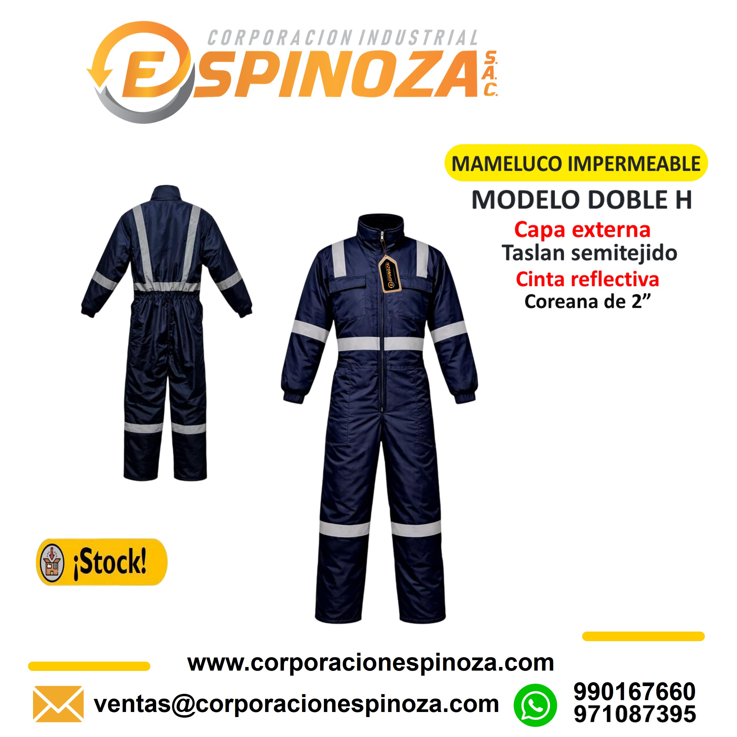 MAMELUCO IMPERMEABLE DOBLE H AZUL MARINO TASLAN SEMITEJIDO
